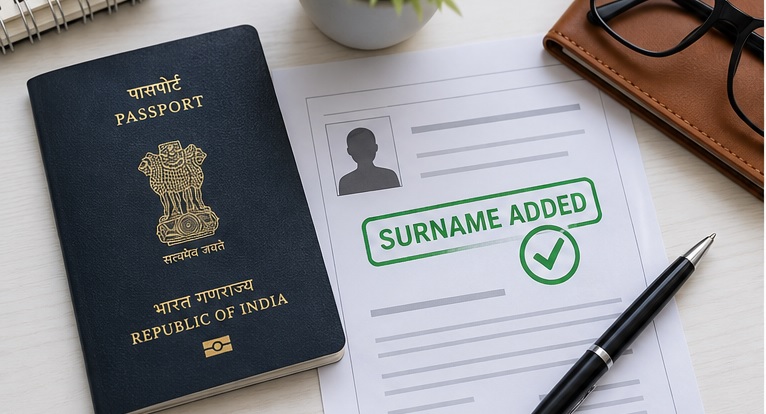 how to add surname in passport