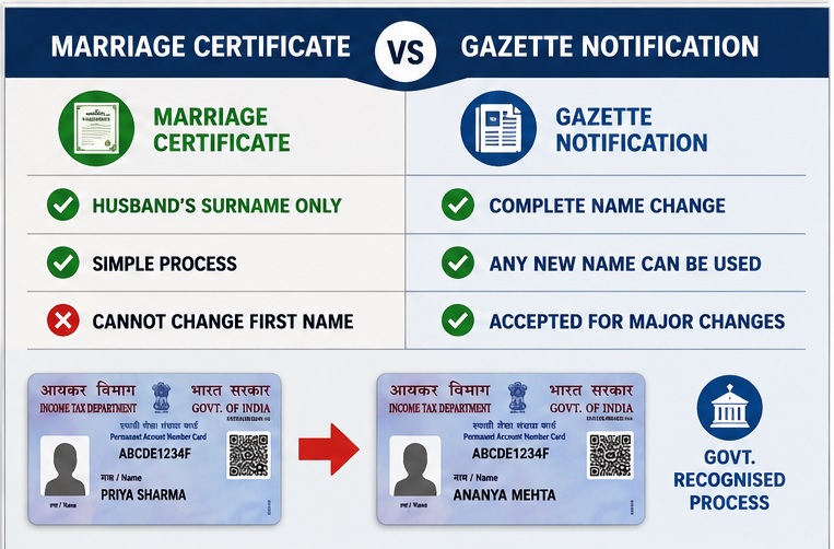 PAN Card name change after Marriage- 2 Ways