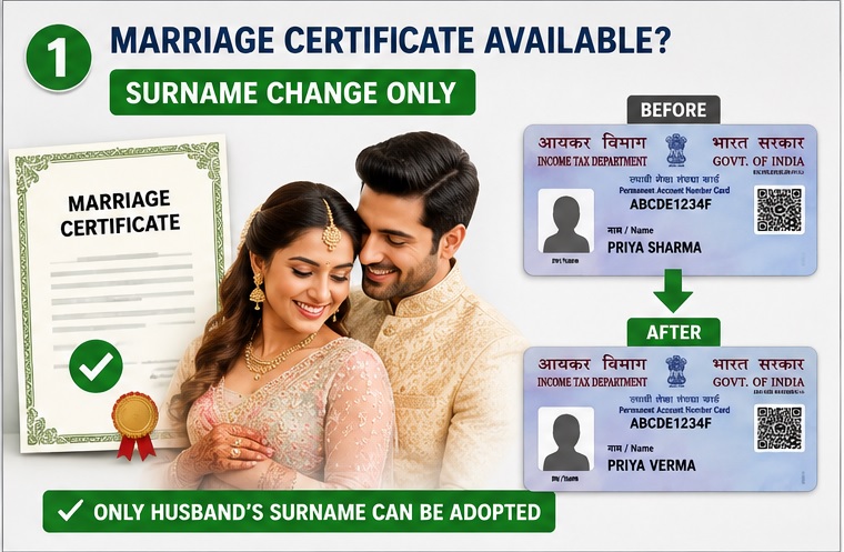 PAN Card name change after Marriage online