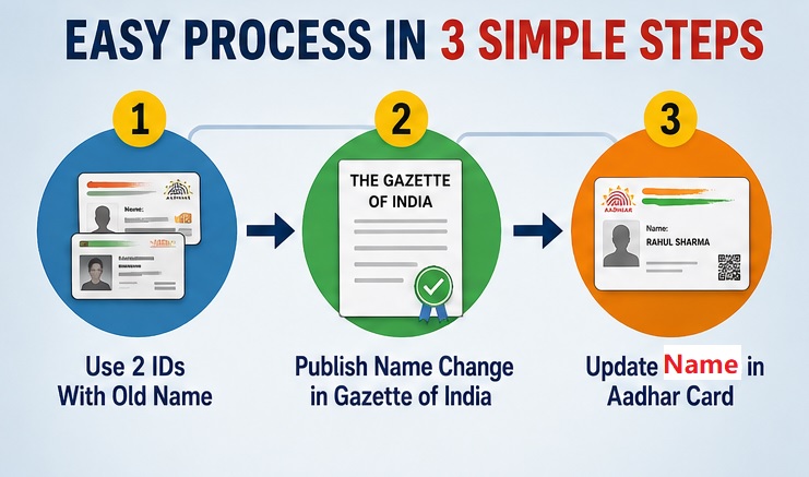 aadhar name change process without proof