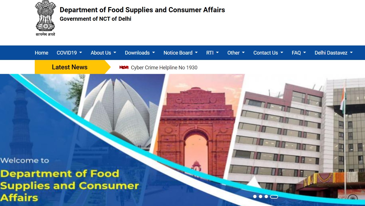Delhi state ration card website