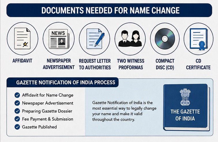 Documents needed for Name Change in Driving License