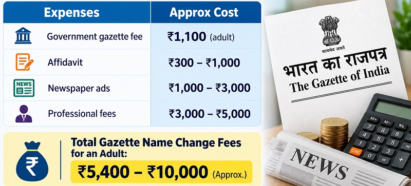 gazette name change fees