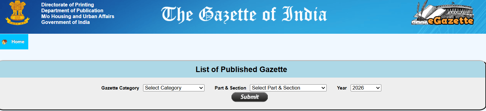 Gazette Status of Central Gazette